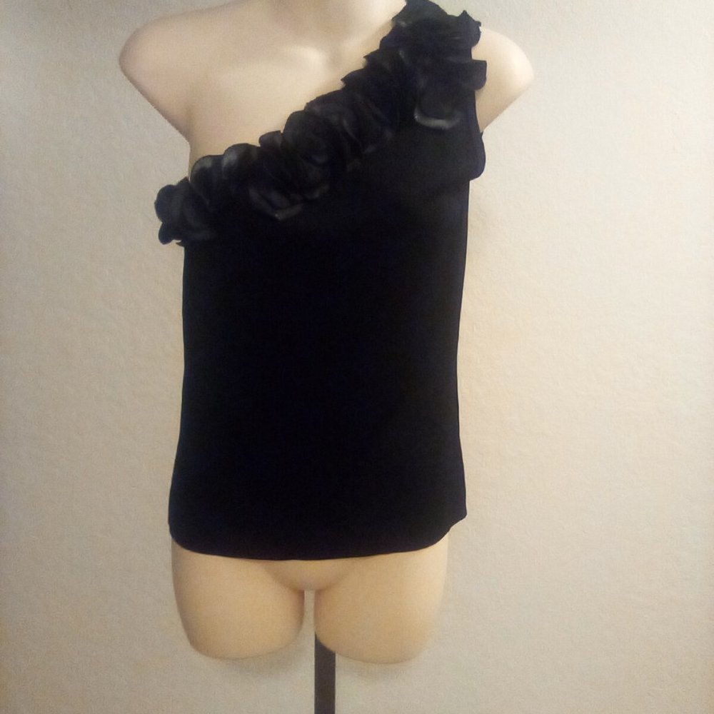 Joseph A. Black One Shoulder Floral Top
